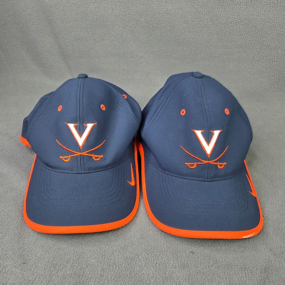 Lot of 2 Virginia Cavaliers Nike Dri-Fit Cap Featherlight Hat Navy Blue UVA